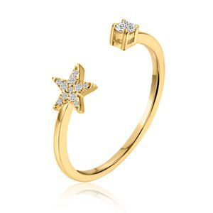 Twinkle Star 14K Yellow Gold Diamond Ring